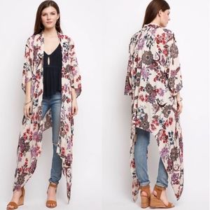 URBAN OUTFITTERS PATRONS OF PEACE KIMONO DUSTER FLORAL. MEDIUM